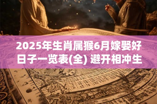 2025年生肖属猴6月嫁娶好日子一览表(全) 避开相冲生肖