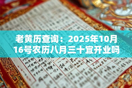 老黄历查询：2025年10月16号农历八月三十宜开业吗