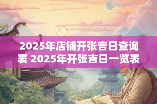 2025年店铺开张吉日查询表 2025年开张吉日一览表