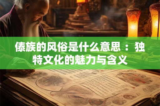 傣族的风俗是什么意思 ：独特文化的魅力与含义