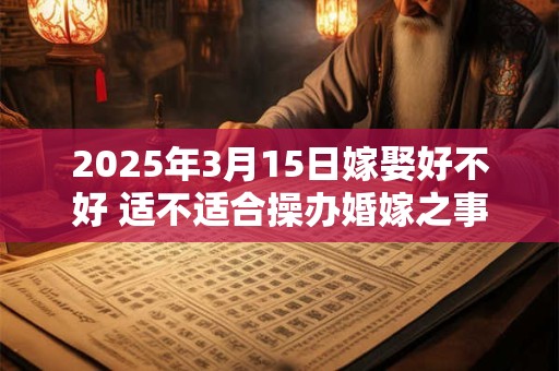 2026年3月15日嫁娶好不好 适不适合操办婚嫁之事