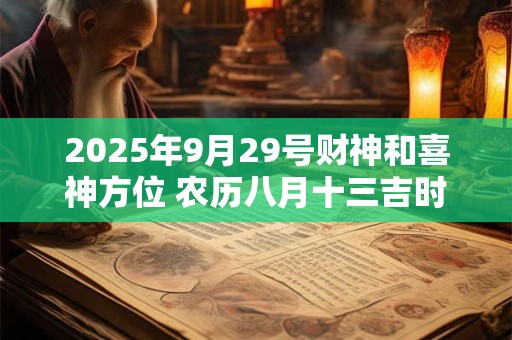 2025年9月29号财神和喜神方位 农历八月十三吉时查询 2025年9月29号财神和喜神方位 农历八月十三吉时查询