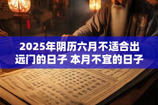 详细阅读:2025年阴历六月不适合出远门的日子 本月不宜的日子 2025年阴历六月不适合出远门的日子 本月不宜的日子