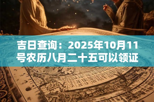 吉日查询：2025年10月11号农历八月二十五可以领证吗