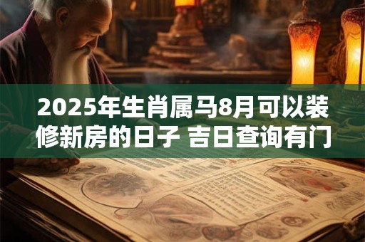 2025年生肖属马8月可以装修新房的日子 吉日查询有门道