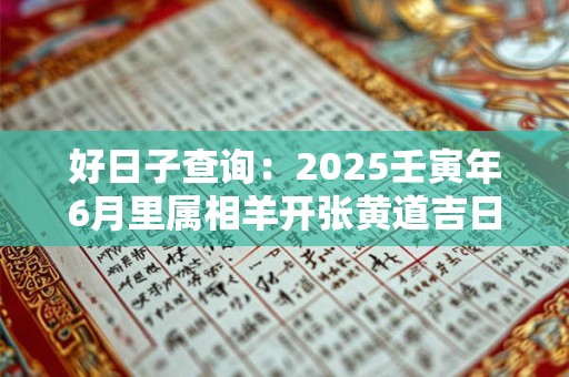 好日子查询：2025壬寅年6月里属相羊开张黄道吉日一览表
