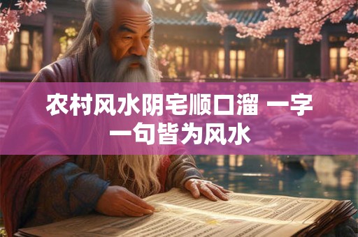 农村风水阴宅顺口溜 一字一句皆为风水 农村风水阴宅顺口溜 一字一句皆为风水
