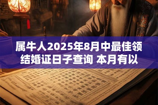 属牛人2025年8月中最佳领结婚证日子查询 本月有以下好日子