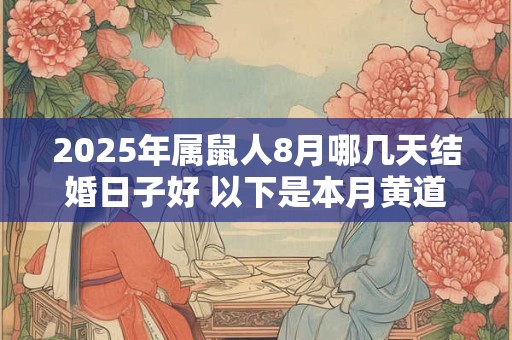 2025年属鼠人8月哪几天结婚日子好 以下是本月黄道吉日