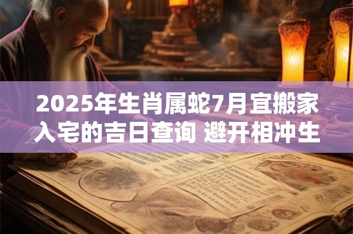 2025年生肖属蛇7月宜搬家入宅的吉日查询 避开相冲生肖