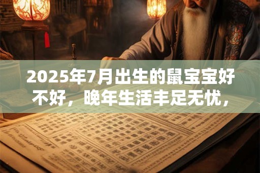2025年7月出生的鼠宝宝好不好，晚年生活丰足无忧，趋于成功