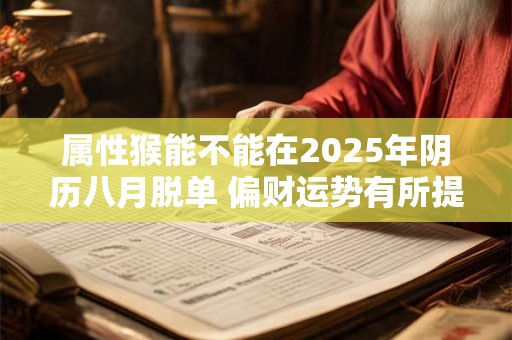 属性猴能不能在2025年阴历八月脱单 偏财运势有所提升