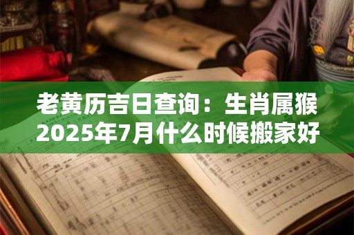老黄历吉日查询：生肖属猴2025年7月什么时候搬家好