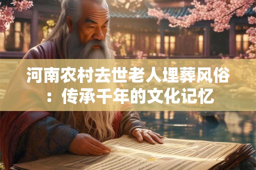 河南农村去世老人埋葬风俗：传承千年的文化记忆