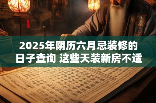 2025年阴历六月忌装修的日子查询 这些天装新房不适合
