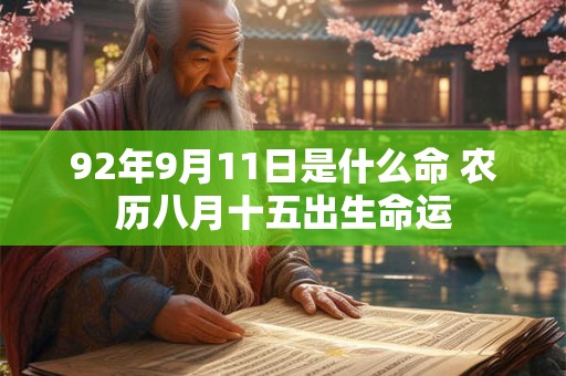92年9月11日是什么命 农历八月十五出生命运 92年9月11日是什么命 农历八月十五出生命运