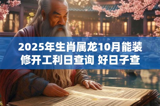 详细阅读:2025年生肖属龙10月能装修开工利日查询 好日子查询 2025年生肖属龙10月能装修开工利日查询 好日子查询