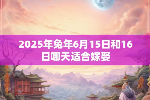 2025年兔年6月15日和16日哪天适合嫁娶