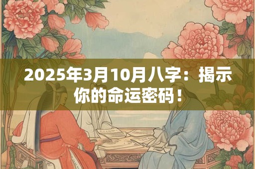 2025年3月10月八字：揭示你的命运密码！