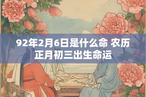 92年2月6日是什么命 农历正月初三出生命运
