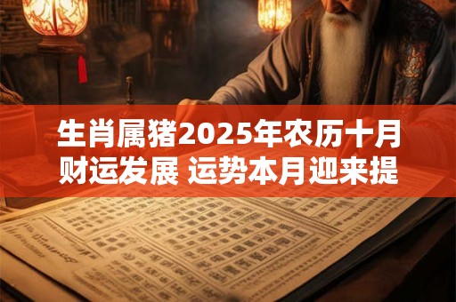 生肖属猪2025年农历十月财运发展 运势本月迎来提升