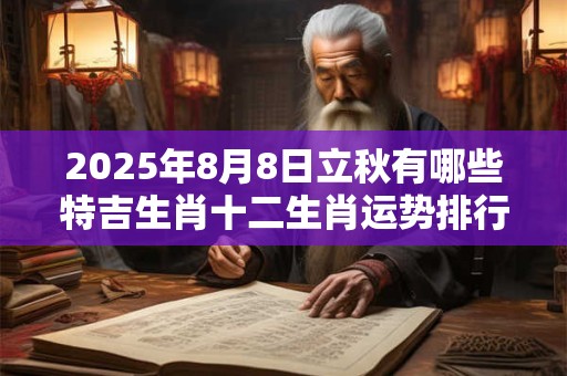 2025年8月8日立秋有哪些特吉生肖十二生肖运势排行