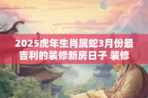 详细阅读:2025虎年生肖属蛇3月份最吉利的装修新房日子 装修黄道吉日 2025虎年生肖属蛇3月份最吉利的装修新房日子 装修黄道吉日