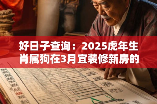 好日子查询：2025虎年生肖属狗在3月宜装修新房的黄道吉日