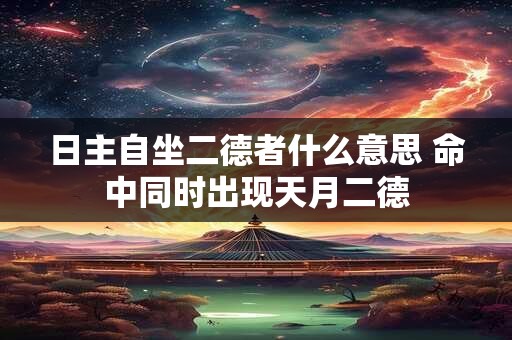日主自坐二德者什么意思 命中同时出现天月二德 日主自坐二德者什么意思 命中同时出现天月二德