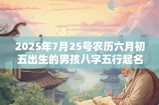 2025年7月25号农历六月初五出生的男孩八字五行起名字