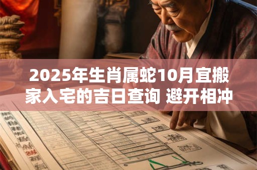2025年生肖属蛇10月宜搬家入宅的吉日查询 避开相冲生肖
