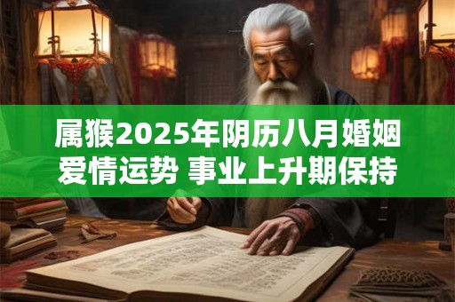 属猴2025年阴历八月婚姻爱情运势 事业上升期保持状态