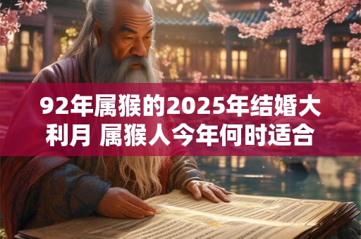 92年属猴的2025年结婚大利月 属猴人今年何时适合结婚