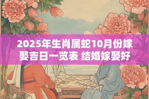 2025年生肖属蛇10月份嫁娶吉日一览表 结婚嫁娶好日子