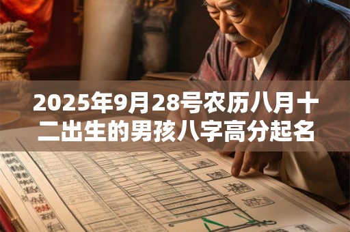 2025年9月28号农历八月十二出生的男孩八字高分起名字