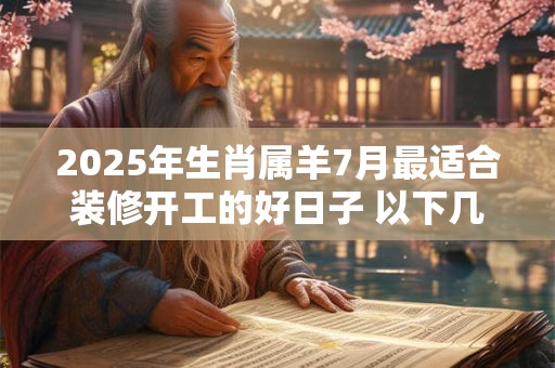 2025年生肖属羊7月最适合装修开工的好日子 以下几天就不错