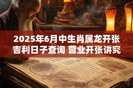 2025年6月中生肖属龙开张吉利日子查询 营业开张讲究