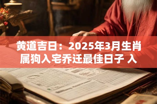 黄道吉日：2025年3月生肖属狗入宅乔迁最佳日子 入新宅吉日