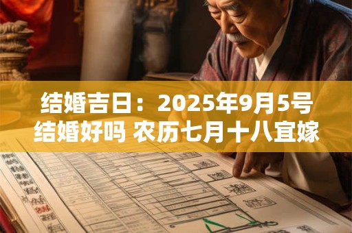 详细阅读:结婚吉日:2025年9月5号结婚好吗 农历七月十八宜嫁娶吗 结婚吉日:2025年9月5号结婚好吗 农历七月十八宜嫁娶吗