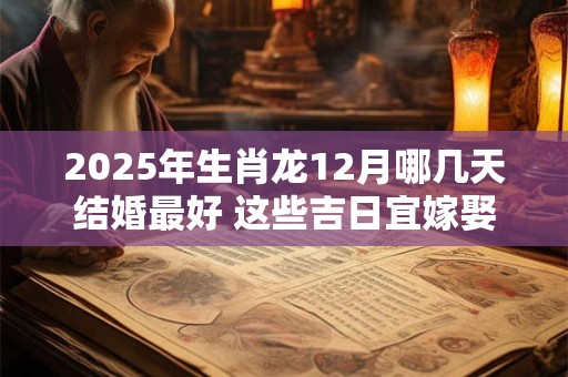 2025年生肖龙12月哪几天结婚最好 这些吉日宜嫁娶