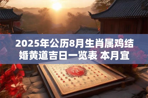 2025年公历8月生肖属鸡结婚黄道吉日一览表 本月宜结婚吉日