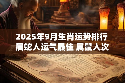 2025年9月生肖运势排行 属蛇人运气最佳 属鼠人次之