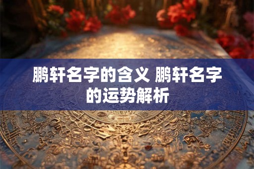 鹏轩名字的含义 鹏轩名字的运势解析 鹏轩名字的含义 鹏轩名字的运势解析