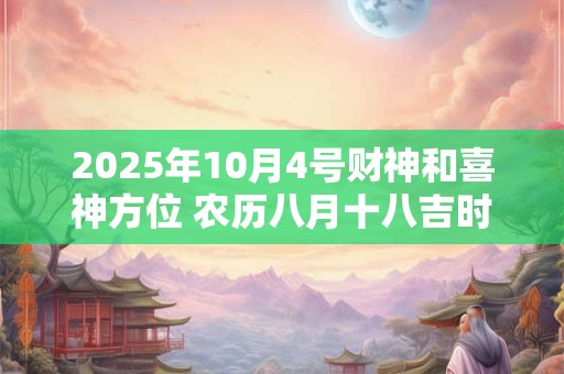2025年10月4号财神和喜神方位 农历八月十八吉时查询