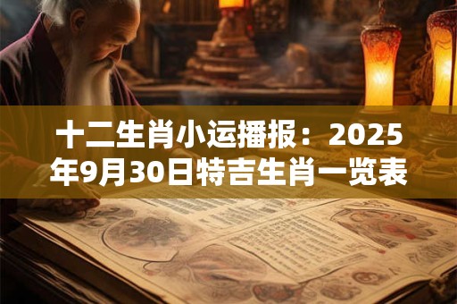 十二生肖小运播报：2025年9月30日特吉生肖一览表