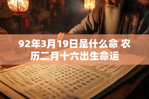 92年3月19日是什么命 农历二月十六出生命运 92年3月19日是什么命 农历二月十六出生命运