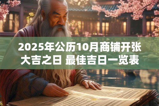 2025年公历10月商铺开张大吉之日 最佳吉日一览表