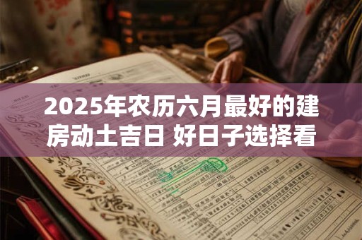 2025年农历六月最好的建房动土吉日 好日子选择看八字