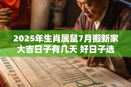 2025年生肖属鼠7月搬新家大吉日子有几天 好日子选择