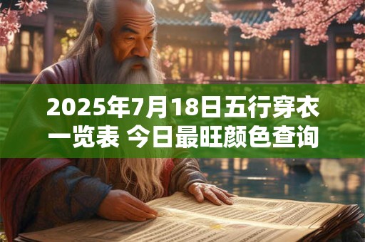 2025年7月18日五行穿衣一览表 今日最旺颜色查询
